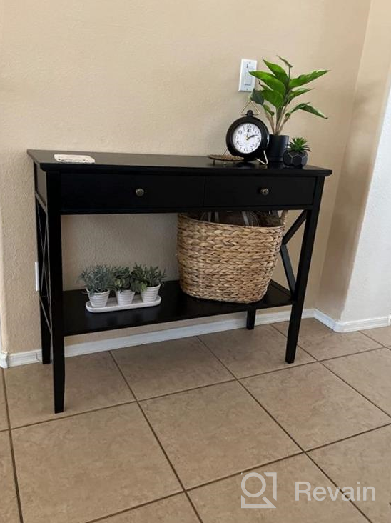 img 1 attached to Narrow Black Console Table With Drawers - Ideal For Entryway Or Sofa Area - ChooChoo Oxford Design review by Wayne Goff