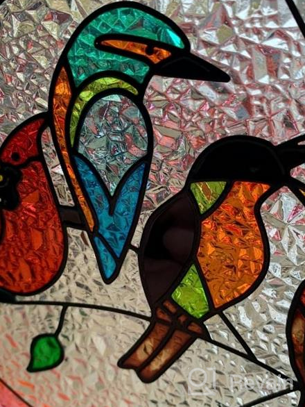 img 1 attached to Hand-Painted Double-Sided Stained Glass Ornament - Cardinal And Hummingbird Suncatcher For Window Hanging - 9.5'' X 6.7'' - Perfect Gift For Bird Lovers, Moms, Grandmas, Wives, Sisters, And Teachers review by Emily Smith