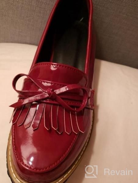 img 1 attached to KARKEIN Patent Leather Penny Loafers With Tassel And Bowknot Detail For Women - Slip On Oxford Shoes With Low Heel review by Tony Baker
