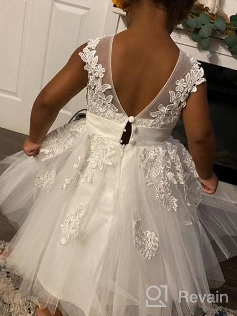 img 1 attached to 🏻 PLUVIOPHILY Miama Champagne Lace Tulle Wedding Flower Girl Dress: Perfect Junior Bridesmaid Attire review by Ruth Garcia