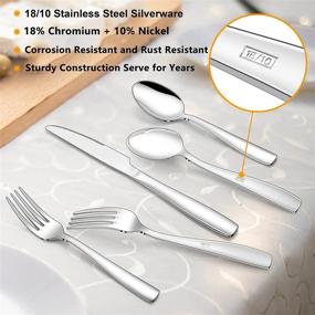 img 3 attached to 18/10 Stainless Steel Silverware Set For 6 With Steak Knives And Drawer Organizer, LIANYU 36-Piece Flatware Cutlery Eating Utensils Service, Mirror Polished