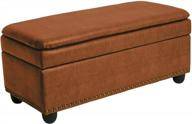 brylanehome 400 lbs. weight capacity extra wide studded ottoman storage furniture (400 lb. capacity), camel beige logo