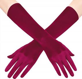 img 4 attached to BABEYOND Long Opera Party 20S Satin Gloves Stretchy Adult Size Elbow Length 15 Inches