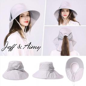 img 3 attached to Packable Women'S Sun Hat With Wide Brim, Neck Flap, Chin Strap And UPF 50 UV Protection For Safari And Outdoors- Jeff & Aimy