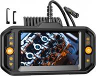 1080p digital borescope inspection camera with 7.0mm ip67 waterproof sewer camera, 4.3" lcd screen, 7 led lights and 16.5ft semi-rigid cable - dual lens industrial endoscope + 32gb card logo