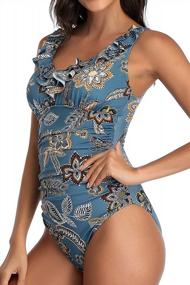 img 2 attached to Plus Size Women'S One Piece Swimsuit Tummy Control Ruffled Bathing Suit By PERONA