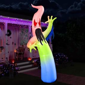 img 1 attached to Украшения на Хэллоуин: 10-футовый страшный жуткий надувной призрак со встроенными светодиодами и синим ледяным светом - идеально подходит для вечеринок в помещении, на улице, во дворе, в саду и на лужайке