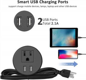 img 2 attached to 2.2 Inch Desk Grommet Outlet W/ USB, US Standard Outlet & 6.56 FT Extension Cord - ETL Listed