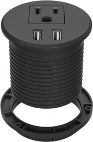 img 4 attached to 2.2 Inch Desk Grommet Outlet W/ USB, US Standard Outlet & 6.56 FT Extension Cord - ETL Listed