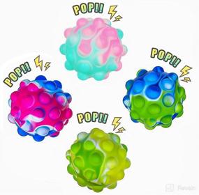 img 4 attached to Set of 4 Pop Stress Balls Fidget Toys - 3D Squeeze Ball 🎉 Bouncing Balls for Stress Relief and Hand Exercises - Ideal for Pop Party Favors