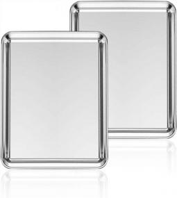 img 4 attached to Deedro Stainless Steel Baking Sheet Set - Non-Toxic, Heavy-Duty, Rust-Free, And Easy To Clean Oven Trays With Mirror Finish - 10X8X1 Inch Cookie Sheets, Pack Of 2