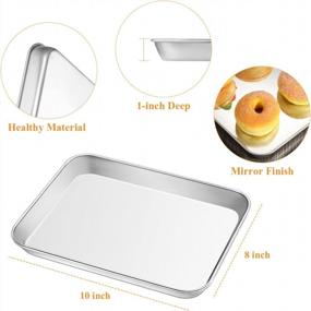 img 3 attached to Deedro Stainless Steel Baking Sheet Set - Non-Toxic, Heavy-Duty, Rust-Free, And Easy To Clean Oven Trays With Mirror Finish - 10X8X1 Inch Cookie Sheets, Pack Of 2