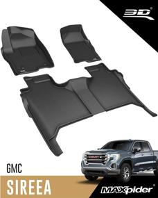 img 4 attached to 🚗 GMC Sierra 1500 / Chevrolet Silverado 1500 Crew Cab 2019-2021 Custom Fit Car Floor Liners, 3D MAXpider All-Weather Floor Mats - Kagu Series, Black (1st & 2nd Row)