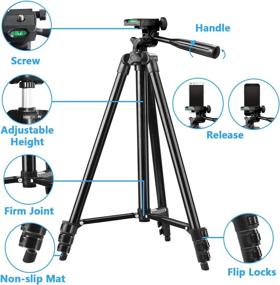 img 1 attached to 📸 CAMVION 42-inch Aluminum Lightweight Phone Tripod Stand with Remote Shutter and Phone Holder, Portable Travel Tripod for Selfie/Video Recording/Live, Compatible with IOS/Android