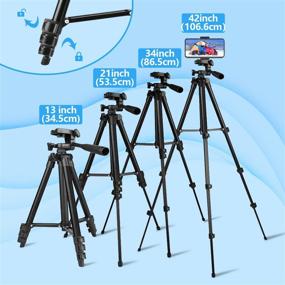 img 3 attached to 📸 CAMVION 42-inch Aluminum Lightweight Phone Tripod Stand with Remote Shutter and Phone Holder, Portable Travel Tripod for Selfie/Video Recording/Live, Compatible with IOS/Android