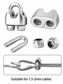 img 1 attached to 24Pcs M2 Stainless Steel 1/16 Wire Rope Clips Cable Clamp With Spanner, Anti-Loosening Lock Nuts U Bolt Fastener For Securing Cable Wire Rope