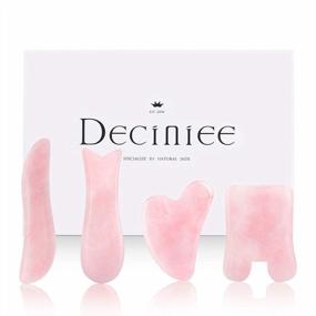 img 4 attached to 4 Pack Natural Pink Rose Quartz Gua Sha Scrapper Massage Tool Set For Skin Care And Trigger Point Treatment, Beauty Therapy Tool For Face, Neck, And Body, Guasha Facial Stone For Anti-Aging