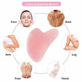 img 1 attached to 4 Pack Natural Pink Rose Quartz Gua Sha Scrapper Massage Tool Set For Skin Care And Trigger Point Treatment, Beauty Therapy Tool For Face, Neck, And Body, Guasha Facial Stone For Anti-Aging
