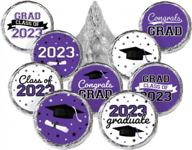 школьные цвета оформление выпускного вечера: наклейки класса 2023 года для шоколадных капель и конфет поцелуев - 180 штук фиолетового цвета - оптимизировано для поисковых систем логотип