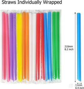 img 3 attached to 🥤 RENYIH 100 Pcs Individually Wrapped Smoothie Boba Straws - Jumbo Bubble Tea Milkshake Straws (0.43" Wide X 8.2" Long) Disposable & Colorful