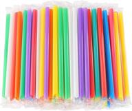 🥤 renyih 100 pcs individually wrapped smoothie boba straws - jumbo bubble tea milkshake straws (0.43" wide x 8.2" long) disposable & colorful logo