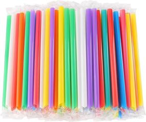 img 4 attached to 🥤 RENYIH 100 Pcs Individually Wrapped Smoothie Boba Straws - Jumbo Bubble Tea Milkshake Straws (0.43" Wide X 8.2" Long) Disposable & Colorful