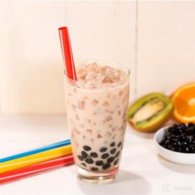 img 2 attached to 🥤 RENYIH 100 Pcs Individually Wrapped Smoothie Boba Straws - Jumbo Bubble Tea Milkshake Straws (0.43" Wide X 8.2" Long) Disposable & Colorful