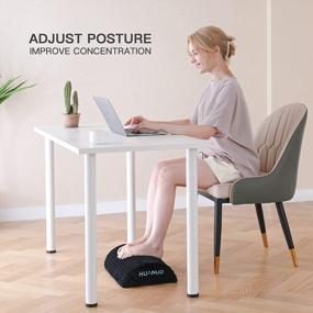 img 3 attached to Ergonomic Under Desk Foot Rest With Massage Textured Surface And Non-Slip Beads - HUANUO Foot Stool Cushion Ideal For Airplane Travel And Office Comfort, Featuring 2 Optional Covers
