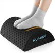 ergonomic under desk foot rest with massage textured surface and non-slip beads - huanuo foot stool cushion ideal for airplane travel and office comfort, featuring 2 optional covers logo