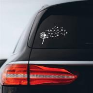 🌼 dandelion flying sticker decal for notebook, car window, laptop - 8"x5.5" (white) логотип