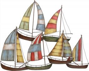 img 2 attached to Add A Nautical Touch With 33-Inch Metal Sail Boat Wall Decor In Multi-Colored