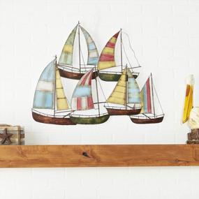img 4 attached to Add A Nautical Touch With 33-Inch Metal Sail Boat Wall Decor In Multi-Colored