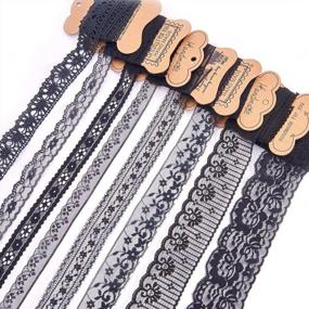 img 4 attached to 37.5 Yards Of 15 Rolls Mixed Black Floral Pattern Fabric Lace Ribbon For Wedding Invitations, Cards, Decor, Sewing, Hairbows, And Gift Wrapping By BENECREAT