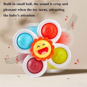 img 1 attached to Colorful 3-Pack Suction Cup Spinner Toys for Toddlers - Simple Fidget Toys for Stress Relief and Sensory Spinning