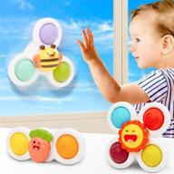 colorful 3-pack suction cup spinner toys for toddlers - simple fidget toys for stress relief and sensory spinning logo