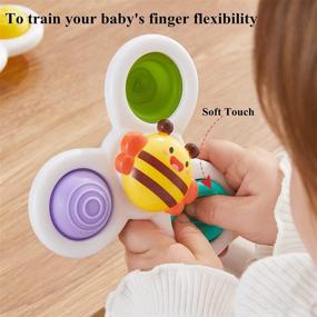 img 3 attached to Colorful 3-Pack Suction Cup Spinner Toys for Toddlers - Simple Fidget Toys for Stress Relief and Sensory Spinning