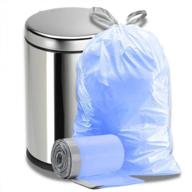custom fit tinted blue drawstring trash bags, 5.3 gallon capacity - pack of 100, compatible with simplehuman code d, by plasticplace logo