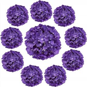 img 4 attached to Luyue 10 Pack Artificial Hydrangea Flowers Purple Silk Flower With Stem Big Floral Arrangement For Home Decoration Wedding Centerpiece