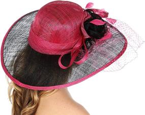 img 2 attached to Dress Derby Hat Women, For Church Party Kentucky Bridal Wedding Cocktail, Wide Brim Flower Bucket Cloche