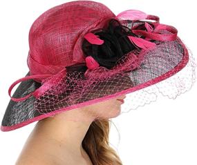 img 3 attached to Dress Derby Hat Women, For Church Party Kentucky Bridal Wedding Cocktail, Wide Brim Flower Bucket Cloche
