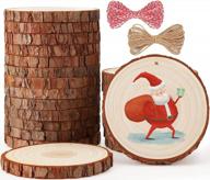 22pcs 3.5"-4" unfinished natural wood slice circles kit with predrilled hole for diy rustic wedding decorations, round coasters, halloween/christmas ornaments arts crafts logo
