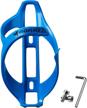 blue lightweight bicycle water bottle cage for road and mountain bikes - corki cycles bike holder - 1 pack logo