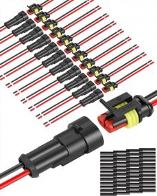 img 4 attached to 12 Kits 16 AWG Male & Female Waterproof Automotive Electrical Connector With Heat Shrink Tubing - NAOEVO 2 Pin Car Truck Boat Wire Connectors