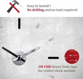 img 3 attached to PresenTime & Co 2Nd Gen Office/Home DIY Wall Clock, Quiet Sweeping No Ticking, 22 Inch, No Drilling Or Tool Required, Easy Installation, Silver Black Style, 12 Pcs Hour Markers