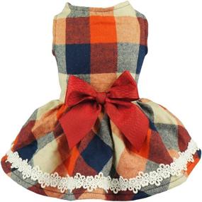 img 4 attached to Stylish Fitwarm Christmas Elegant Lace Plaid Dog Dress for Large Pets - Shop Now