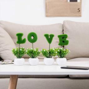 img 1 attached to 4-Piece Love Letters Ceramic Pots Set - Tabletop Decoration For Valentine'S Day, Wedding & Home (Green)
