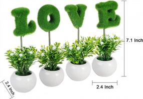 img 3 attached to 4-Piece Love Letters Ceramic Pots Set - Tabletop Decoration For Valentine'S Day, Wedding & Home (Green)