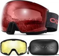 odoland magnetic ski goggles set: interchangeable 2 lenses, anti-fog, 100% uv protection for men and women snowboarders logo