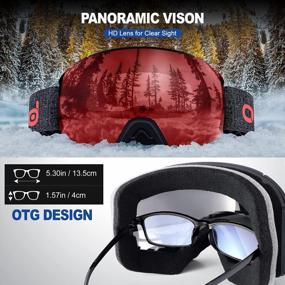 img 1 attached to Odoland Magnetic Ski Goggles Set: Interchangeable 2 Lenses, Anti-Fog, 100% UV Protection For Men And Women Snowboarders