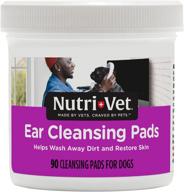 🐶 nutri-vet ear cleansing pads for dogs - soothing & non-irritating - removes dirt & wax build up - promotes dog ear health - 90 count logo